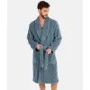 Massana Homewear Szlafrok męski polarowy L746311- L długi szaro-niebieski warkocz Best
