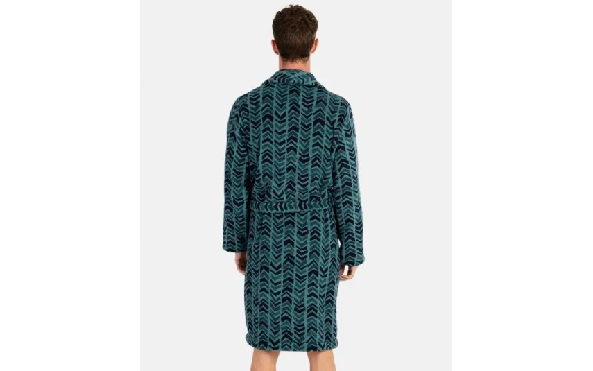 Massana Homewear Szlafrok męski polarowy L746307- M długi zielony jodełka Online