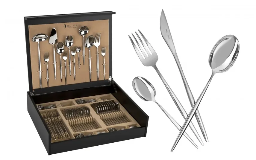 Belo Inox Sztućce Spirit 12/72 w kasecie drewnianej Fashion