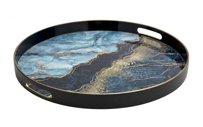 Art-Pol Taca dekoracyjna 46 cm czarno - złota Tulum 135948 Sale