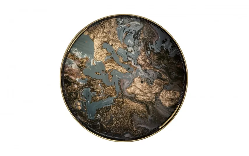 Art-Pol Taca dekoracyjna 37 cm czarno- złota Tulum 131908 Clearance
