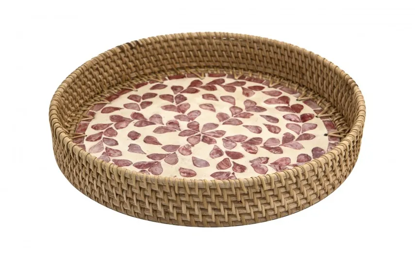 MPLCo Taca dekoracyjna rattanowa 30cm Natural brązowa okrągła Outlet