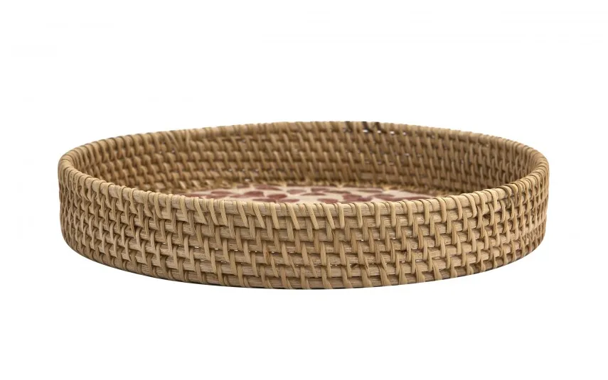 MPLCo Taca dekoracyjna rattanowa 30cm Natural brązowa okrągła Outlet