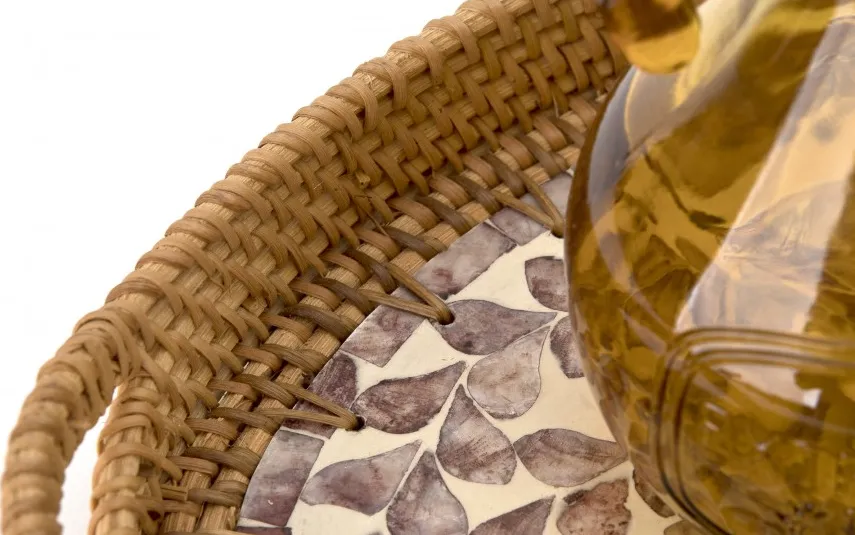 MPLCo Taca dekoracyjna rattanowa 37,5x26x4cm Natural brązowa owalna Clearance