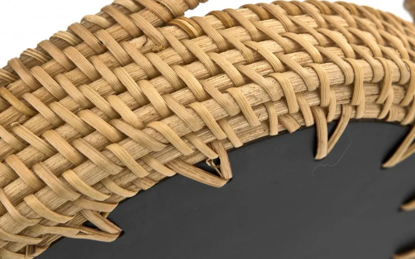 MPLCo Taca dekoracyjna rattanowa 35,5x22x3cm Natural turkusowa owalna Online