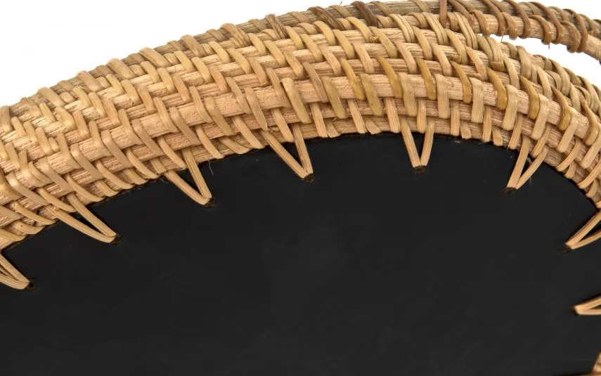 MPLCo Taca dekoracyjna rattanowa 37,5x26x4cm Natural brązowa owalna Clearance