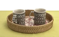 MPLCo Taca dekoracyjna rattanowa 30cm Natural brązowa okrągła Outlet