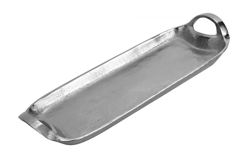 Dekor Pap Taca ozdobna patera metalowa z uchwytem srebrna 40 cm Outlet