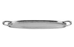 Dekor Pap Taca ozdobna patera metalowa z uchwytem srebrna 43 cm Discount