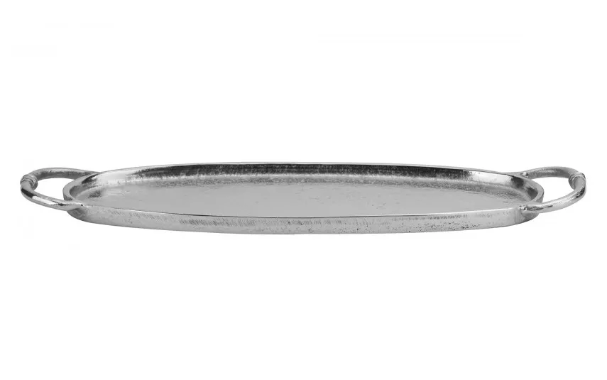 Dekor Pap Taca ozdobna patera metalowa z uchwytem srebrna 43 cm Discount