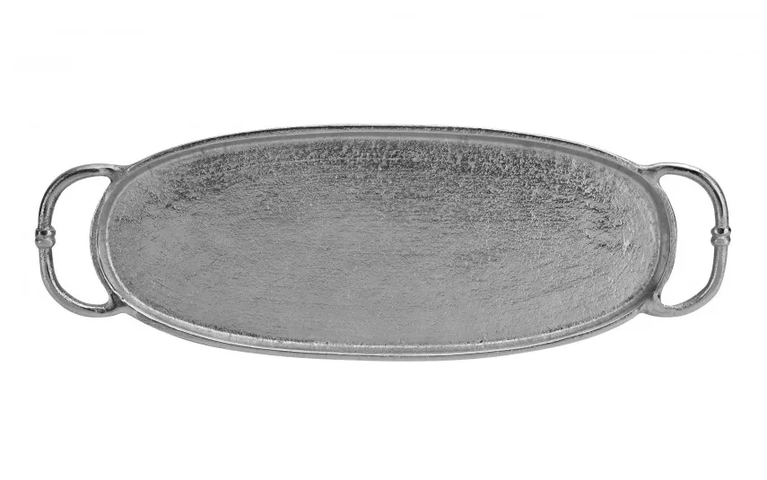 Dekor Pap Taca ozdobna patera metalowa z uchwytem srebrna 43 cm Discount