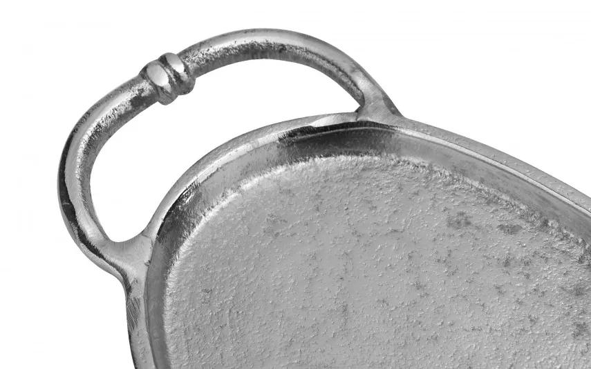 Dekor Pap Taca ozdobna patera metalowa z uchwytem srebrna 43 cm Discount