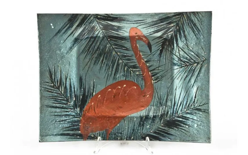 Witek Home Talerz dekoracyjny 3812A szklany Flaming 42,5 cm New
