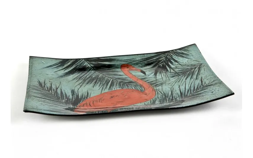 Witek Home Talerz dekoracyjny 3812A szklany Flaming 42,5 cm New