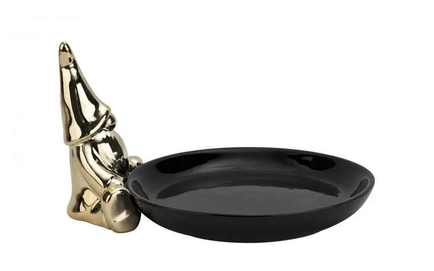 Ewax Talerz ozdobny deserowy 18 cm z Krasnalem czarny Clearance