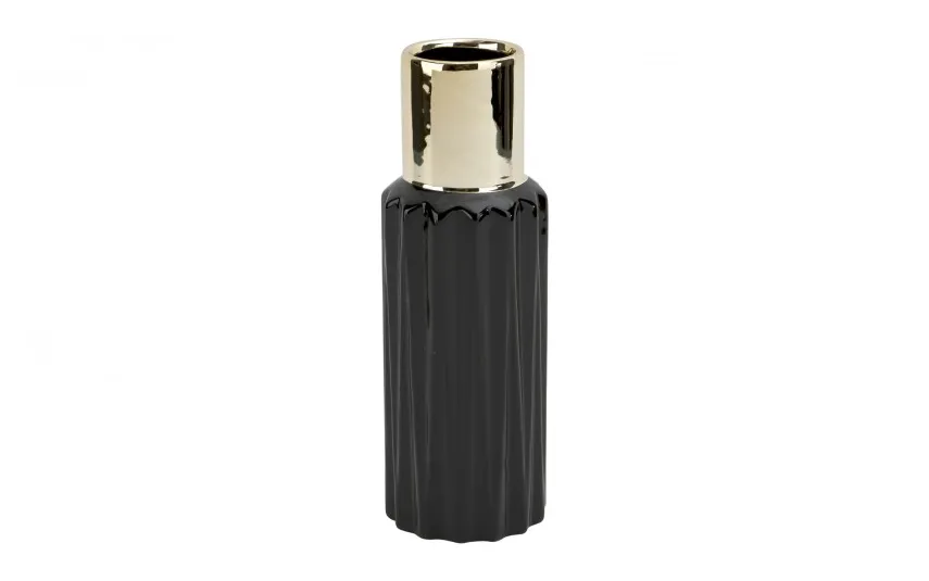 Ewax Wazon ceramiczny 22,5 cm czarno-złoty 2816 Fashion