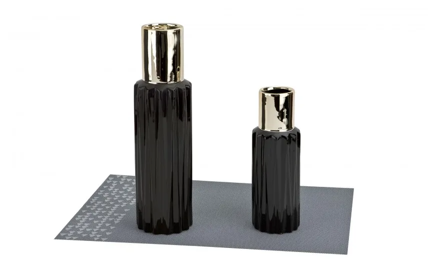 Ewax Wazon ceramiczny 22,5 cm czarno-złoty 2816 Fashion