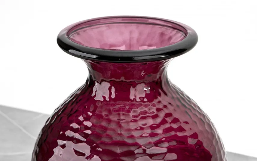San Miguel Wazon szklany 33 cm bordowy Paradise recykling New
