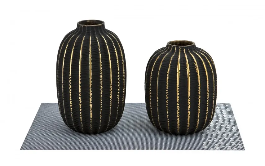 Art-Pol Wazon szklany 23 cm czarno-złoty AP172407 Best