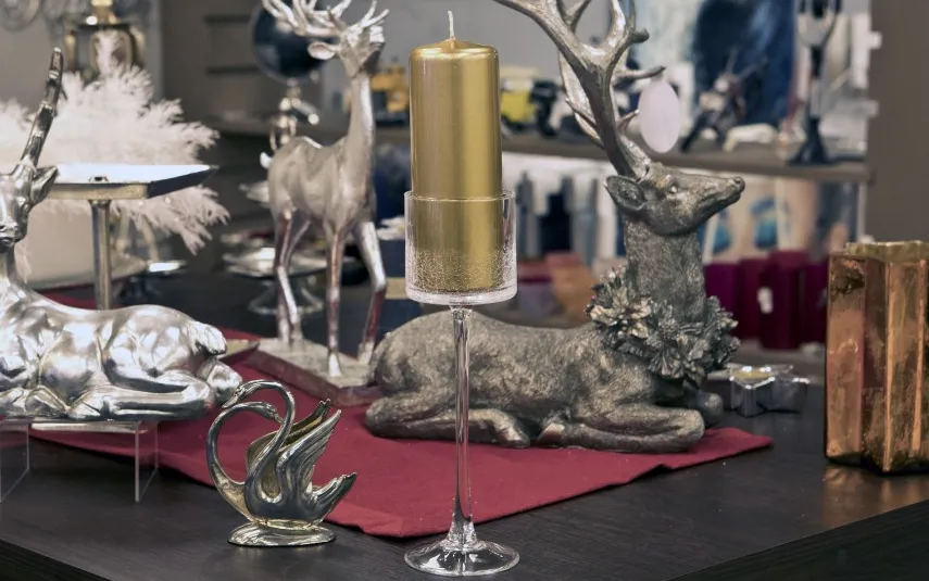 Sigma Glass Świecznik szklany efekt spękania 30 cm Krakla Online