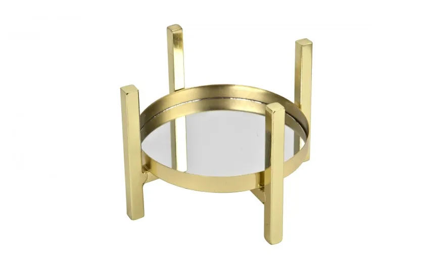 Art-Pol Świecznik szklany H19 cm złota podstawa Clearance