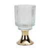Armir Home Decorations Świecznik szklany ryflowany Kielich 16 cm złoty Online