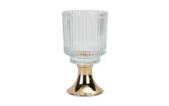 Armir Home Decorations Świecznik szklany ryflowany Kielich 16 cm złoty Online
