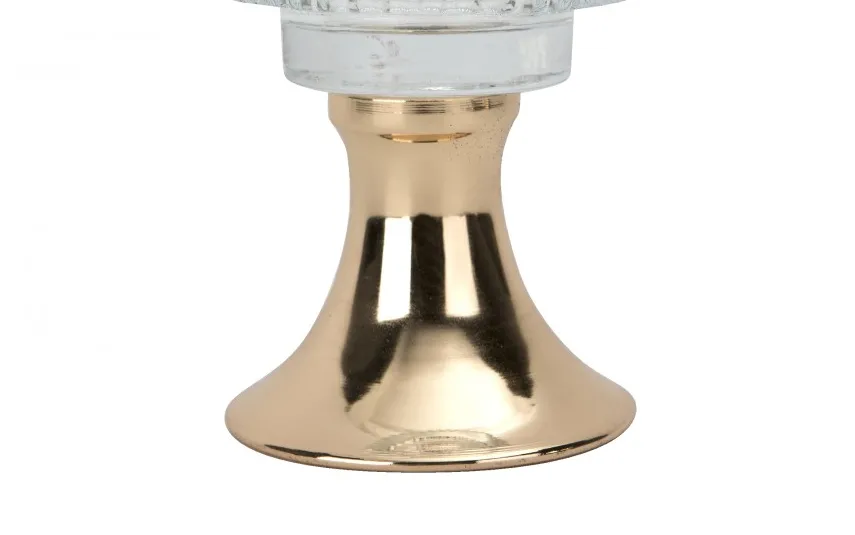 Armir Home Decorations Świecznik szklany ryflowany Kielich 14 cm złoty Sale