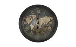 Dekor Pap Zegar ścienny metalowy 50x50x8 cm Świat Discount