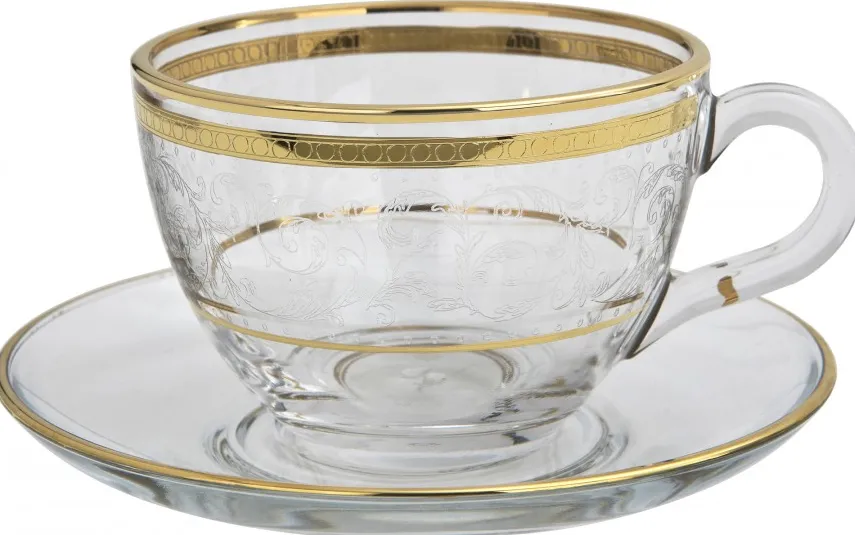 Combi dla Witeks Zestaw 2 filiżanek do cappuccino 230 ml + spodki Dolce Vita Gold Clearance