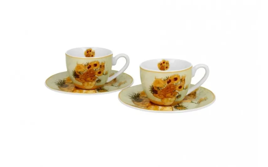 Duo Zestaw 2 filiżanek do espresso 110 ml + spodki Sunflowers Clearance
