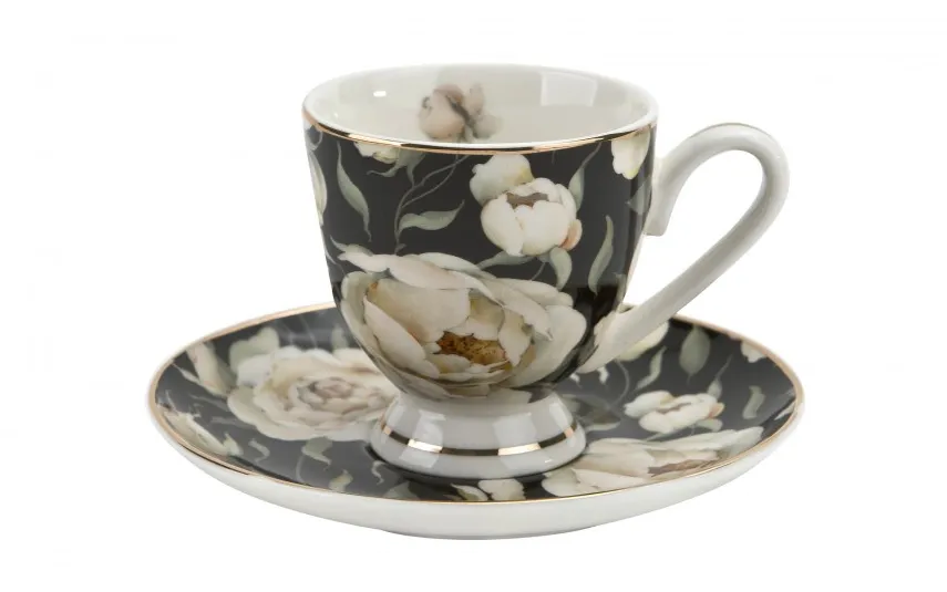 Duo Zestaw 2 filiżanek do espresso 90 ml English Roses Black Discount