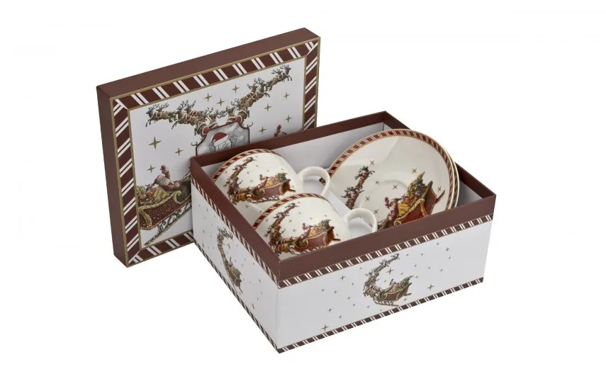 Duo Zestaw 2 Filiżanek 280ml ze spodkami SANTA ON SLEIGH Best