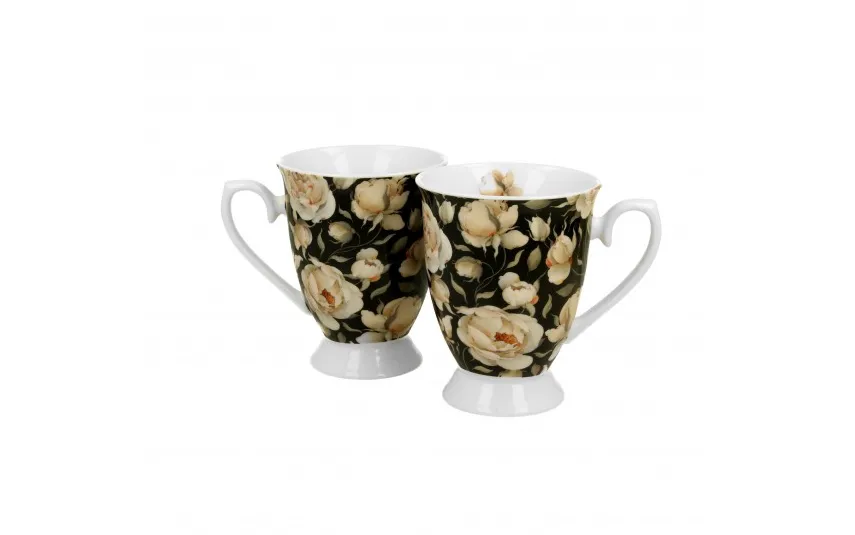 Duo Zestaw 2 kubków 300 ml Retro English Roses Black New