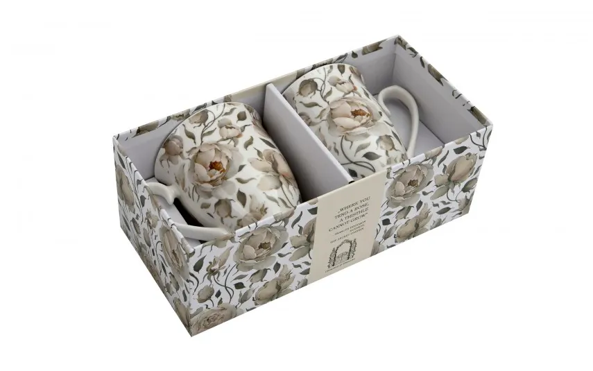 Duo Zestaw 2 kubków 300 ml Retro English Roses White Sale