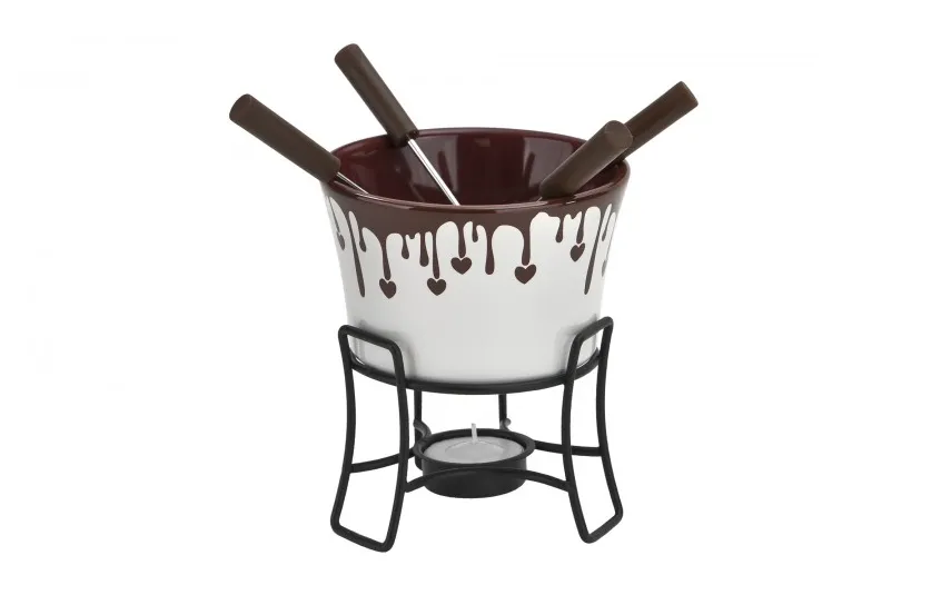 Banquet Zestaw do fondue czekoladowego + widelczyki Choco Dark Outlet