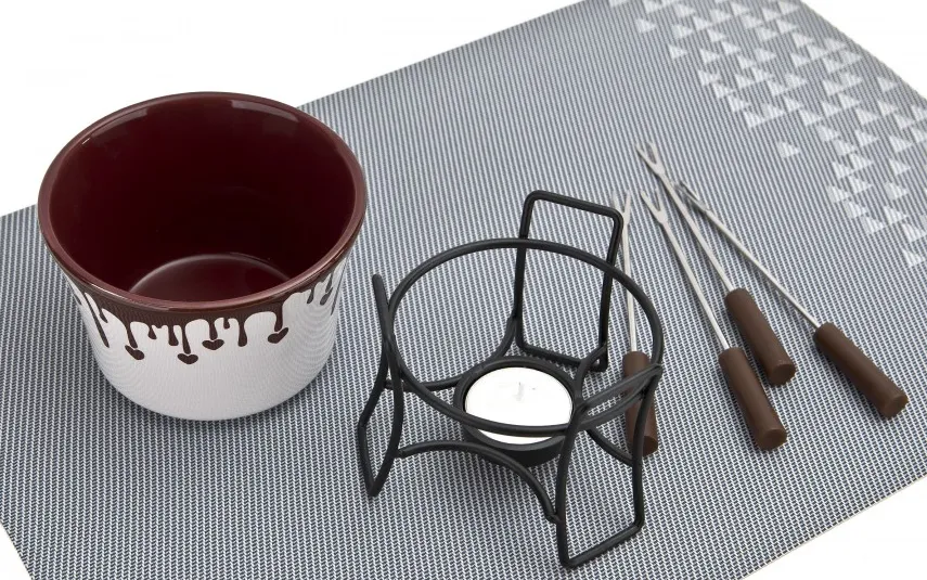 Banquet Zestaw do fondue czekoladowego + widelczyki Choco Dark Outlet
