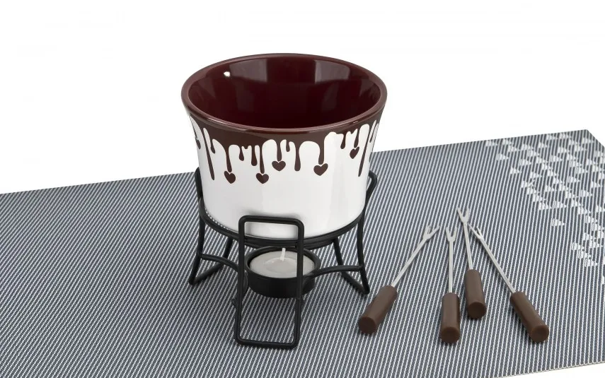 Banquet Zestaw do fondue czekoladowego + widelczyki Choco Dark Outlet