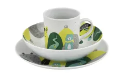 Lubiana Zestaw naczyń dla dzieci Domek misia zielony porcelanowy New