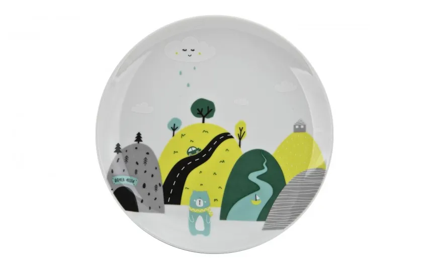 Lubiana Zestaw naczyń dla dzieci Domek misia zielony porcelanowy New